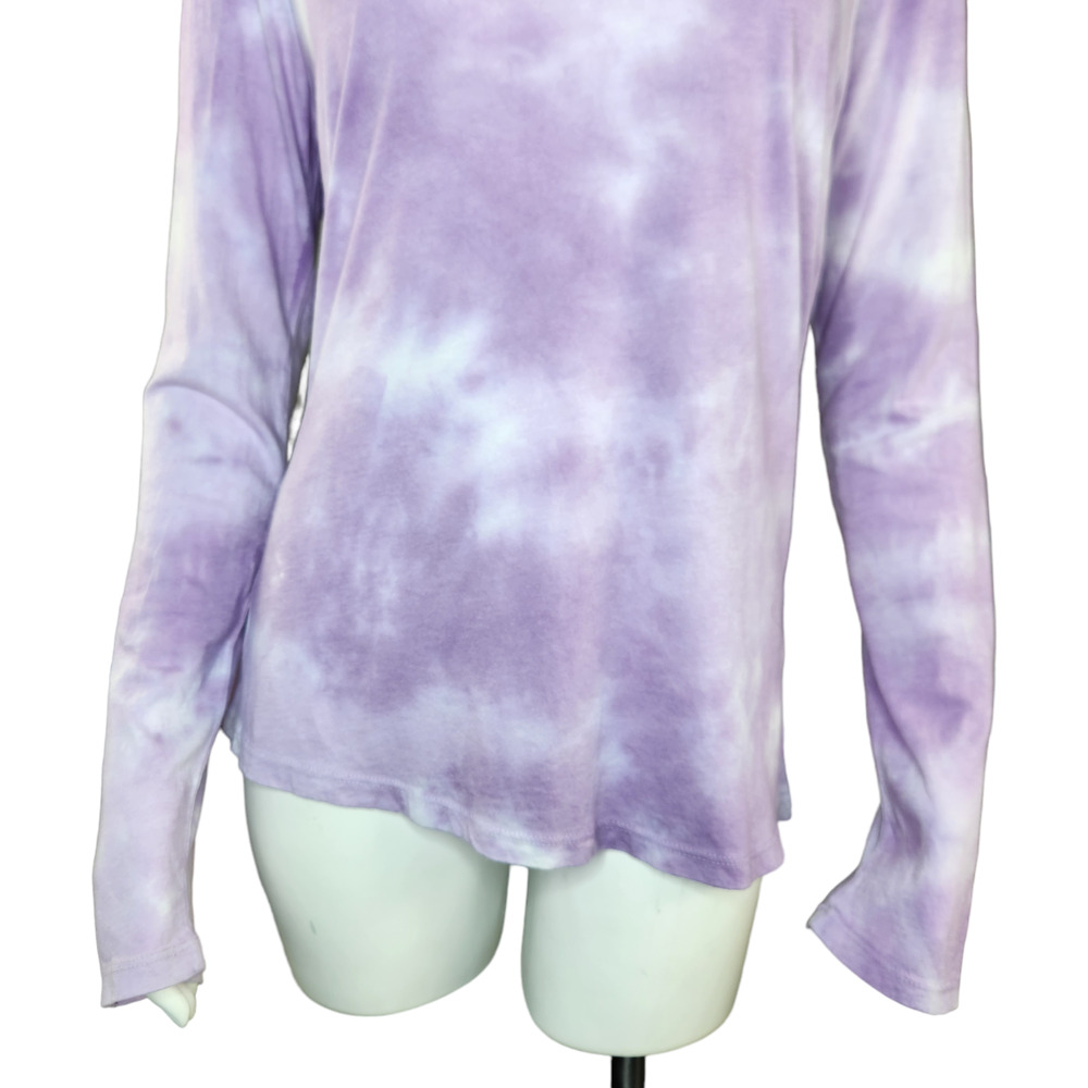 Sundry Lilac Purple White Tye-Dye Long Sleeve Round Neckline Shirt Size‎ 2 NWT - Picture 3 of 13